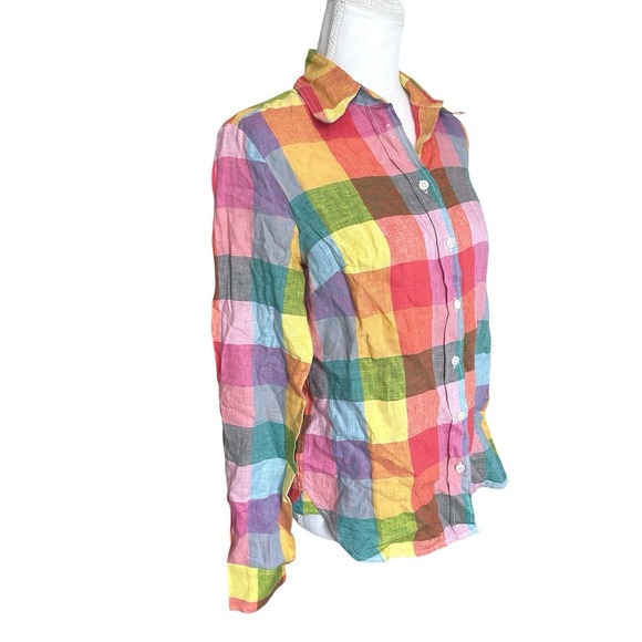NWT Boden Sienna Colorful Linen Checkered Button Up Shirt Spring Coastal Prep 2R - Picture 10 of 16